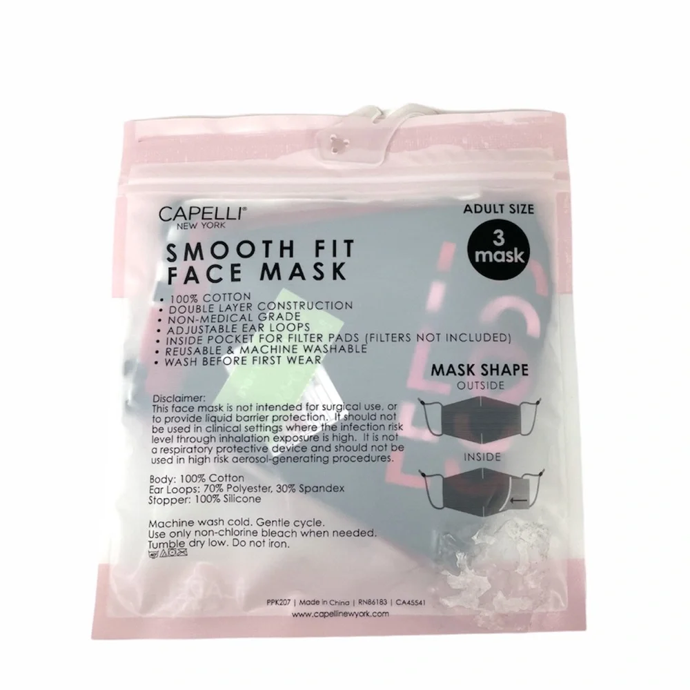 Capellini Smooth Fit Face Masks, 3 Pack, Red